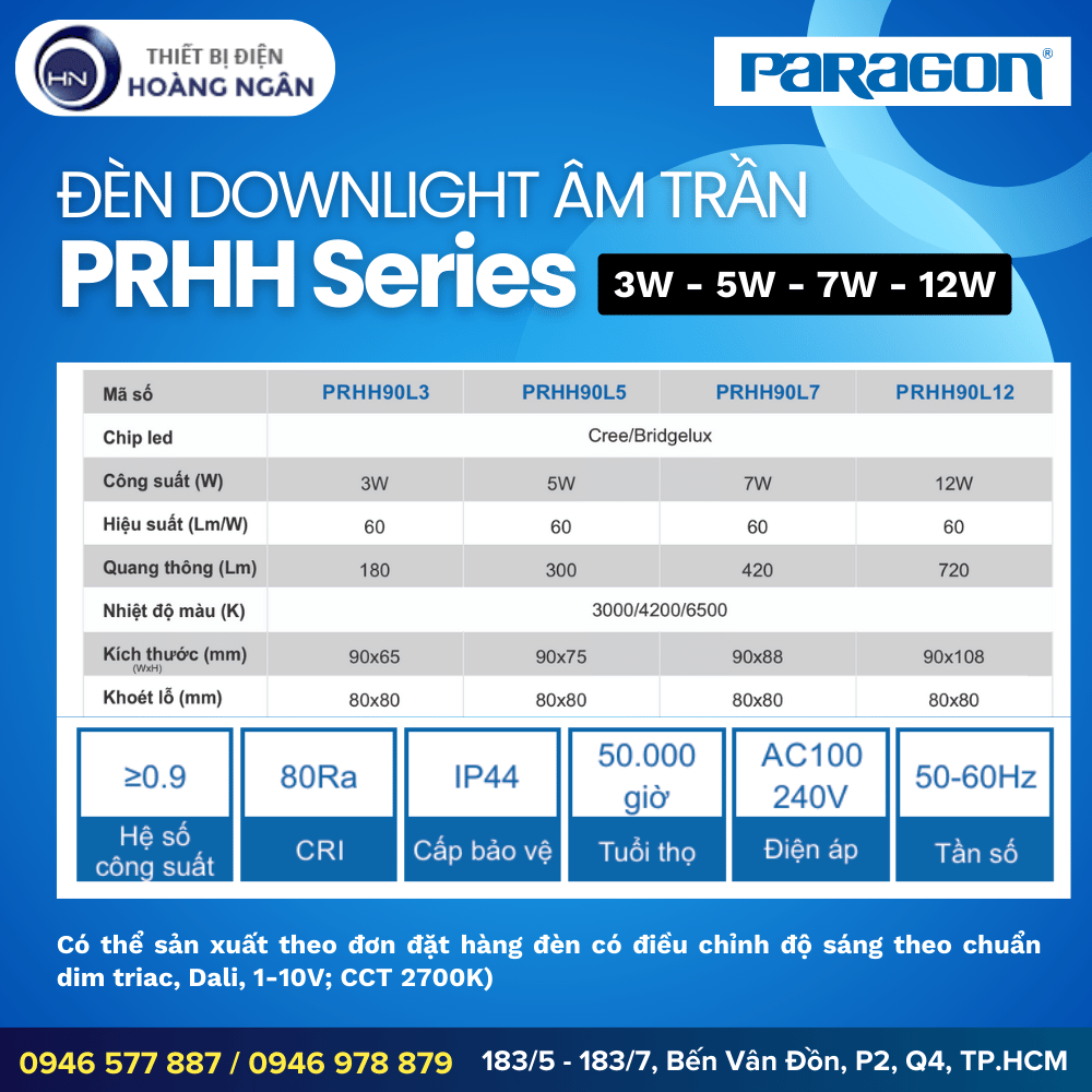 Đèn Downlight Âm Trần Paragon PRHH Series