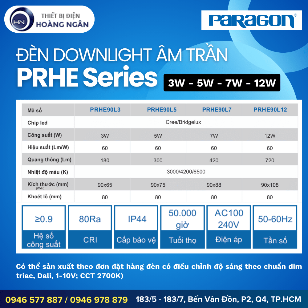 Đèn Downlight Âm Trần Paragon PRHE Series