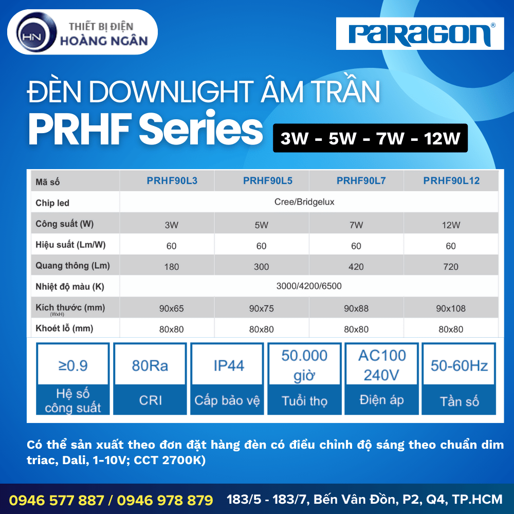 Đèn Downlight Âm Trần Paragon PRHF Series