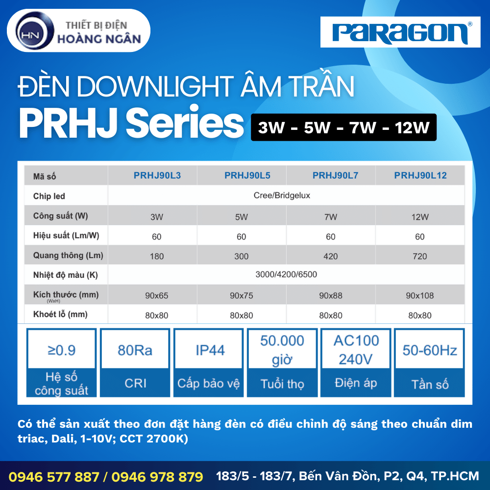 Đèn Downlight Âm Trần Paragon PRHJ Series