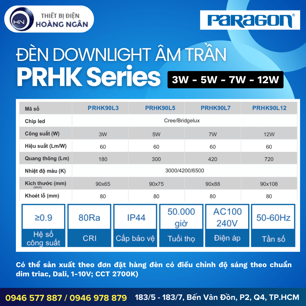 Đèn Downlight Âm Trần Paragon PRHK Series