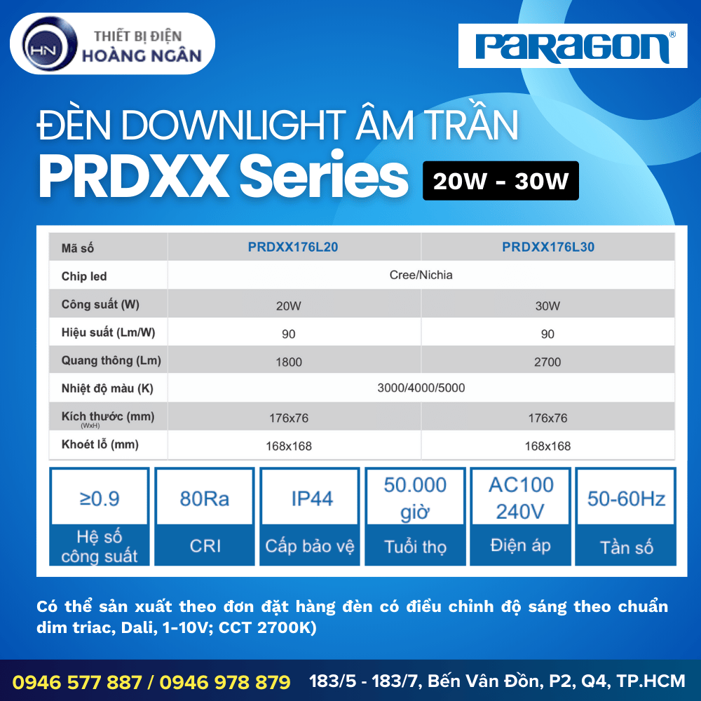 Đèn Downlight Âm Trần Paragon PRDXX Series