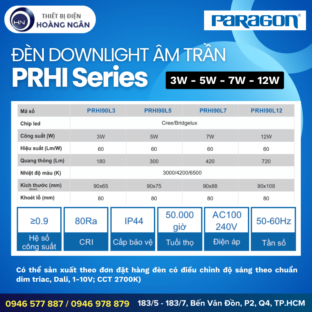 Đèn Downlight Âm Trần Paragon PRHI Series
