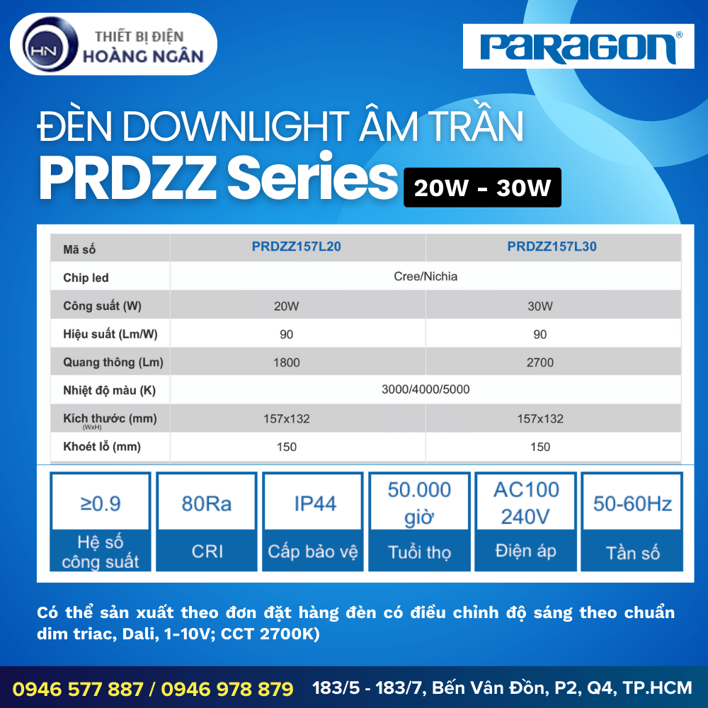 Đèn Downlight Âm Trần Paragon PRDZZ Series