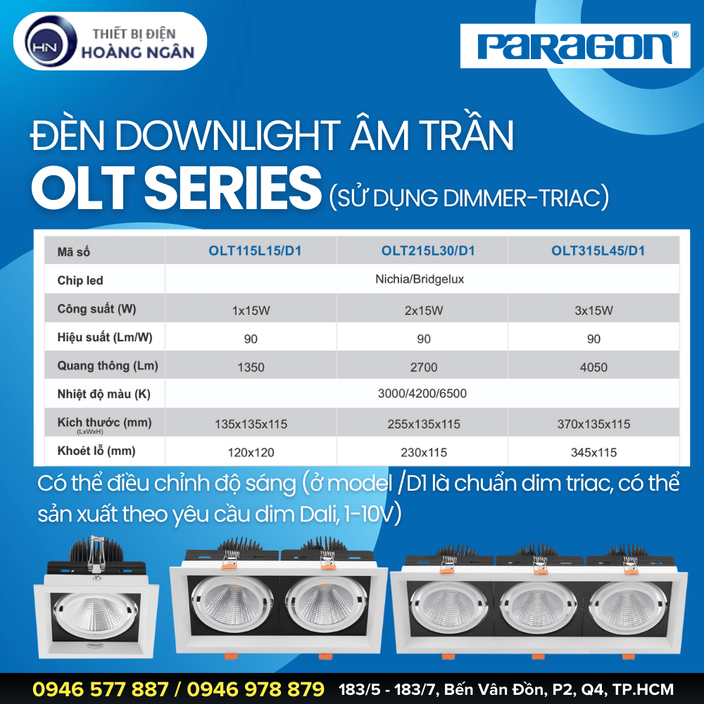 Đèn Downlight Âm Trần Paragon OLT Series - Điều Chỉnh Độ Sáng