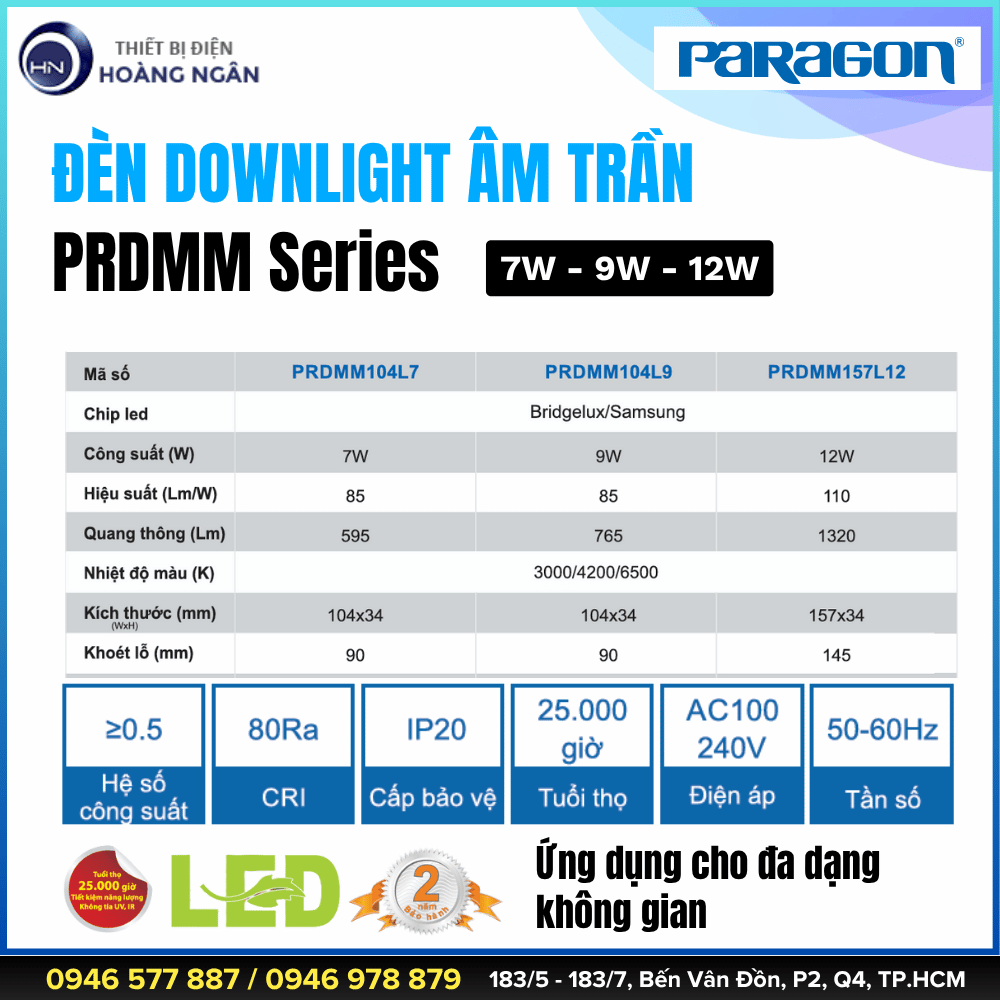 Đèn Downlight Âm Trần Paragon PRDMM Series