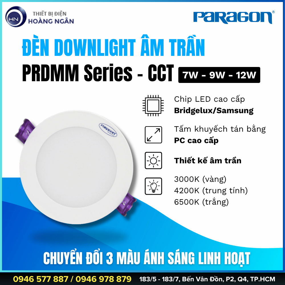Đèn Downlight Âm Trần Paragon PRDMM Series - CCT