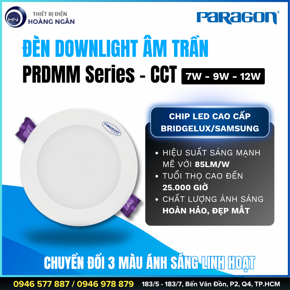 Đèn Downlight Âm Trần Paragon PRDMM Series - CCT