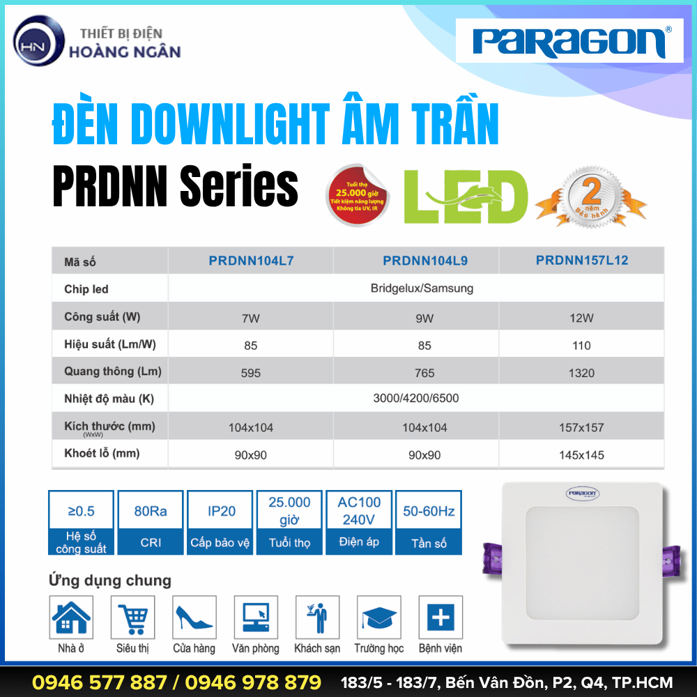 Đèn Downlight Âm Trần Paragon PRDNN Series - CCT
