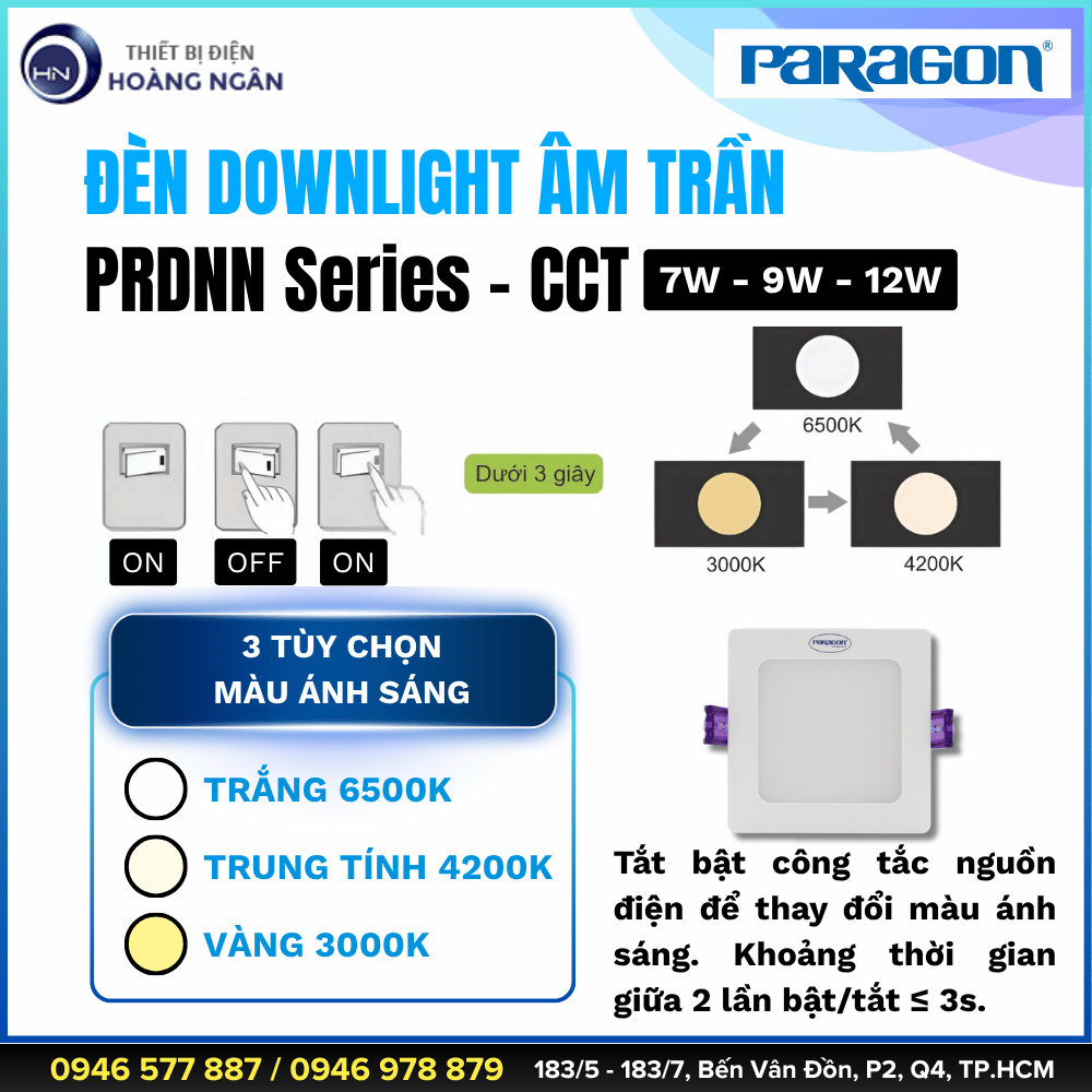 Đèn Downlight Âm Trần Paragon PRDNN Series - CCT
