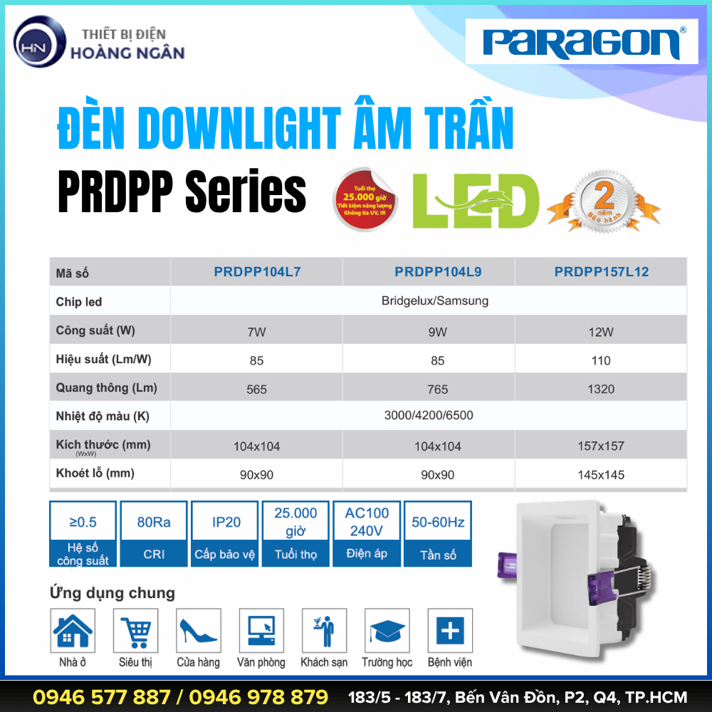 Đèn Downlight Âm Trần Paragon PRDPP Series