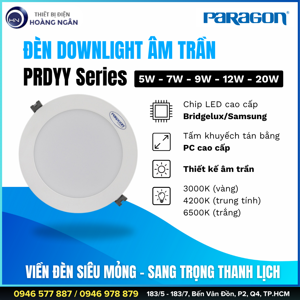 Đèn Downlight Âm Trần Paragon PRDYY Series - CCT