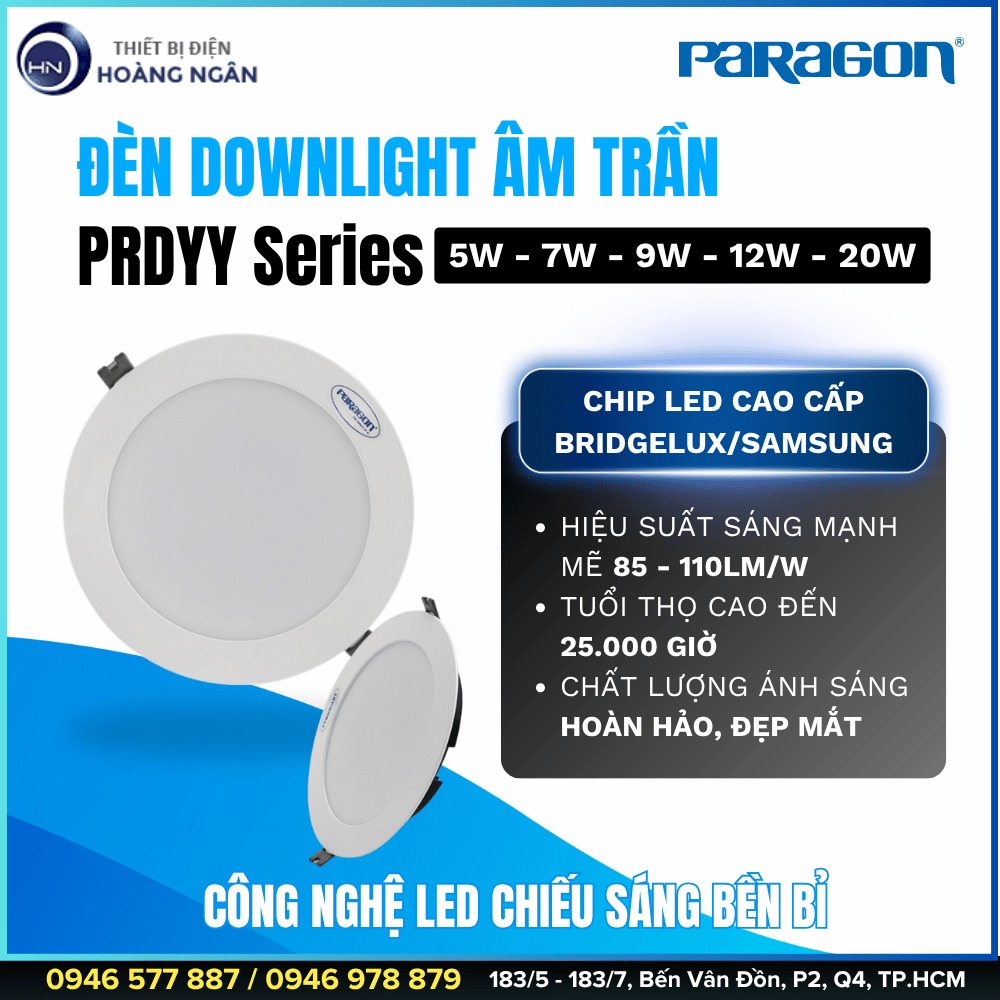 Đèn Downlight Âm Trần Paragon PRDYY Series - CCT
