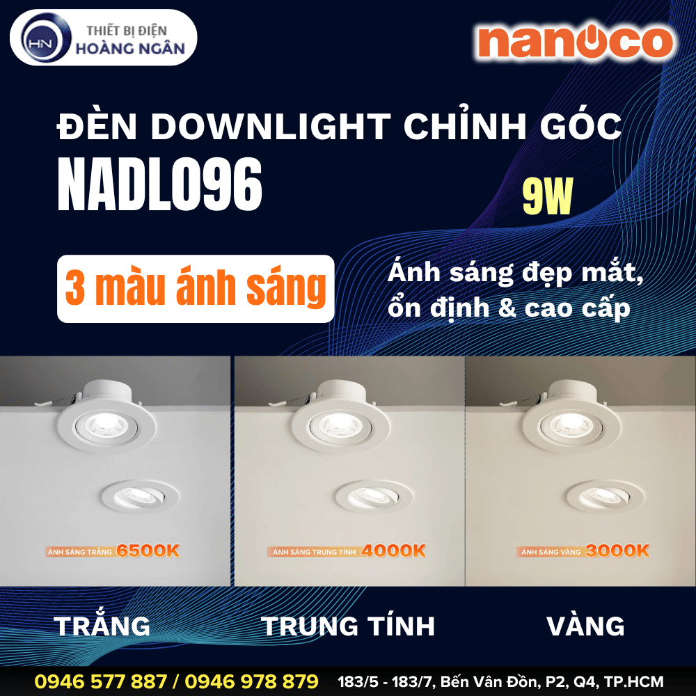 Đèn Downlight Chỉnh Góc Nanoco NADL096