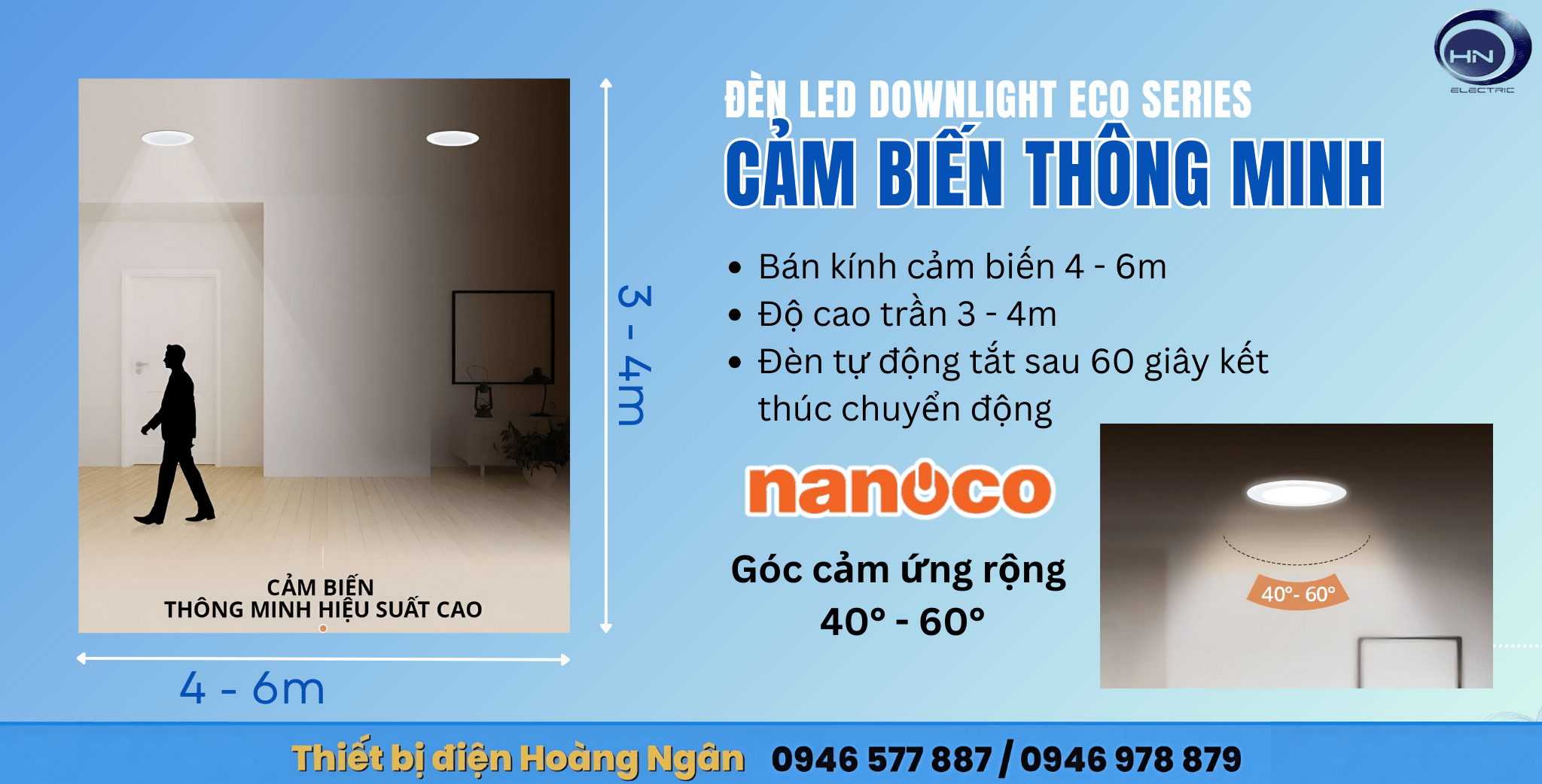 Đèn Downlight Âm Trần ECO Series Cảm Biến Nanoco