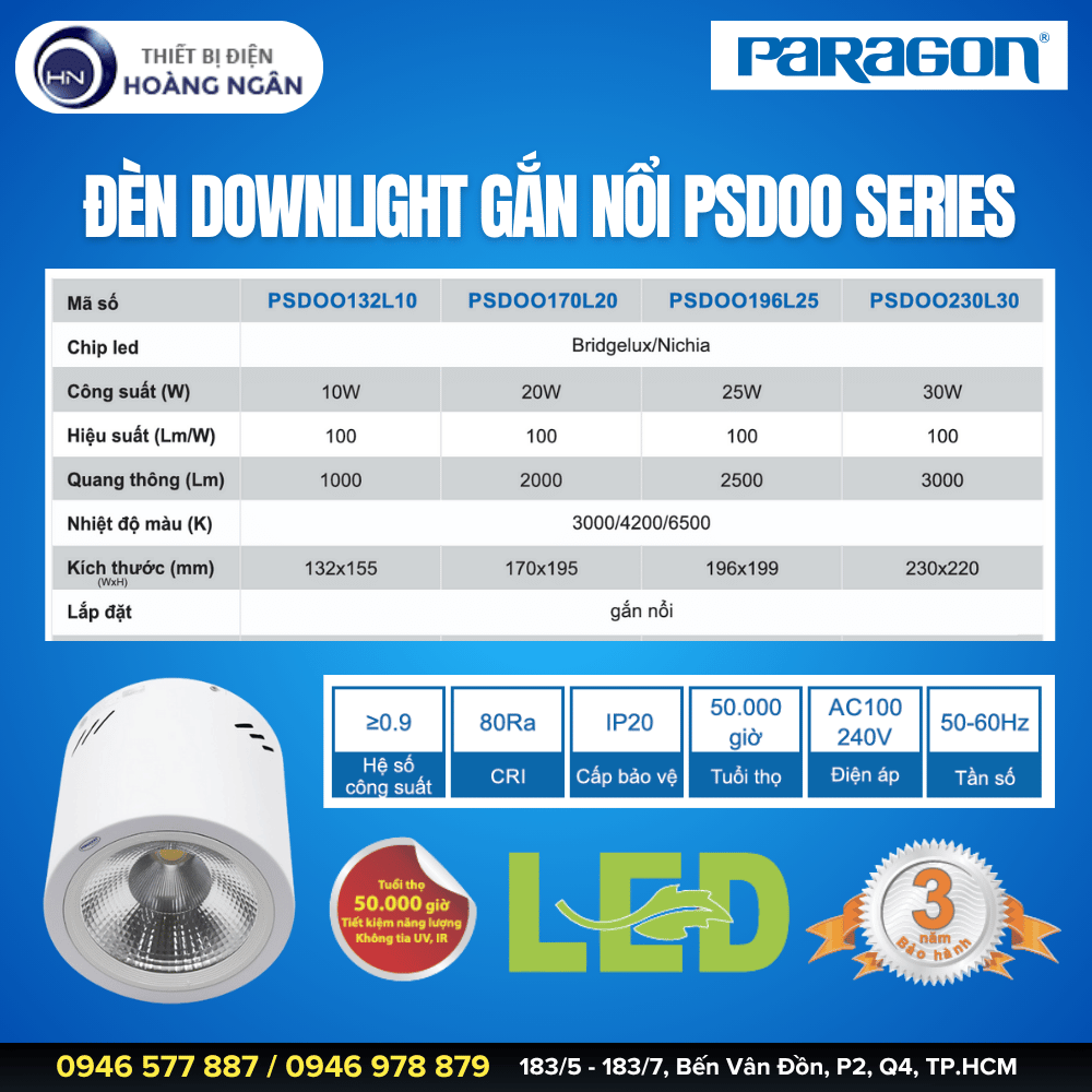 Đèn Downlight Gắn Nổi PSDOO Series Paragon