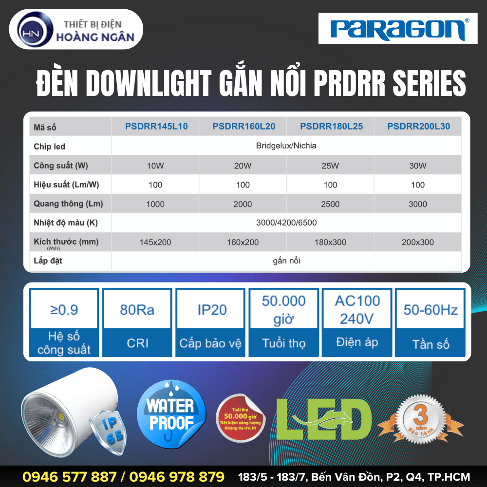 Đèn Downlight Gắn Nổi Paragon PSDRR Series