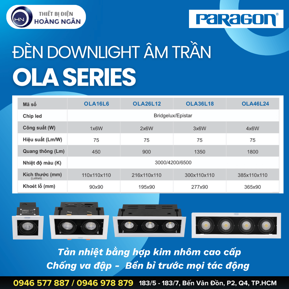 Đèn Downlight Hộp Âm Trần Paragon OLA Series