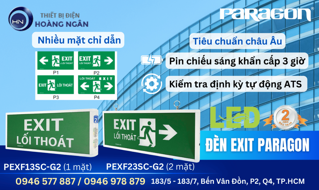 Đèn Exit Paragon 1 mặt PEXF13SC-G2  Có Chứng Nhận PCCC