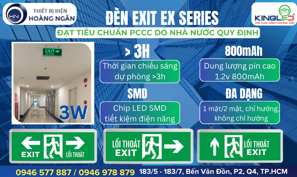 Đèn Exit Sự Cố EX Series KingLED 3W