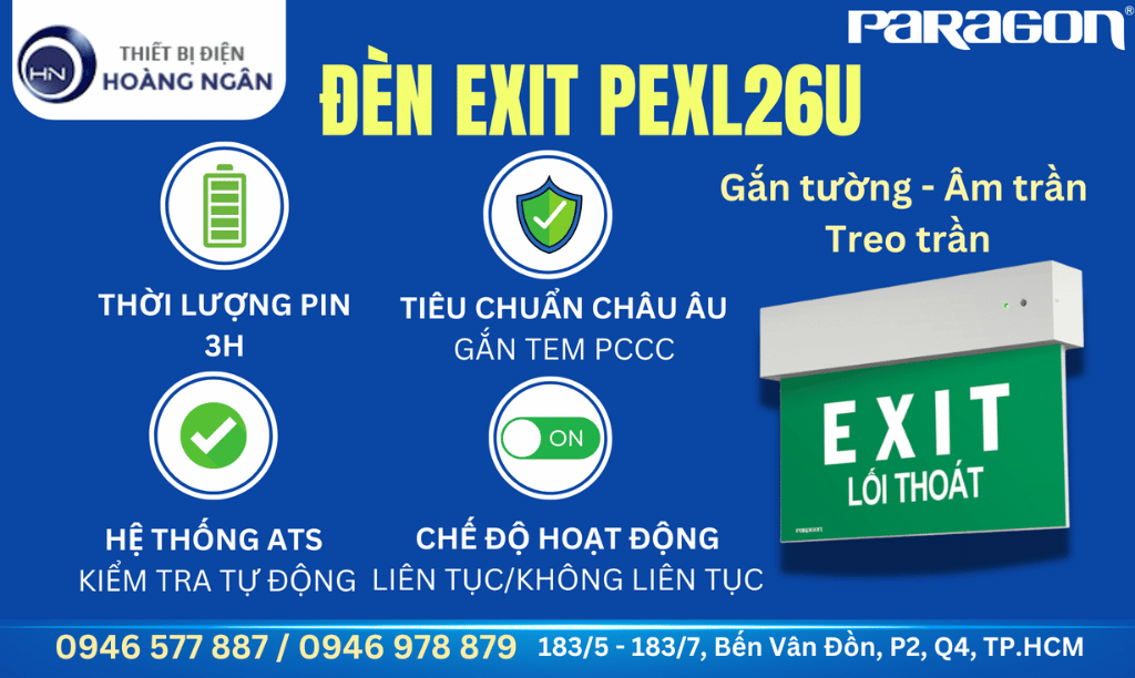 Đèn Exit Thoát Hiểm Paragon PEXM27U 