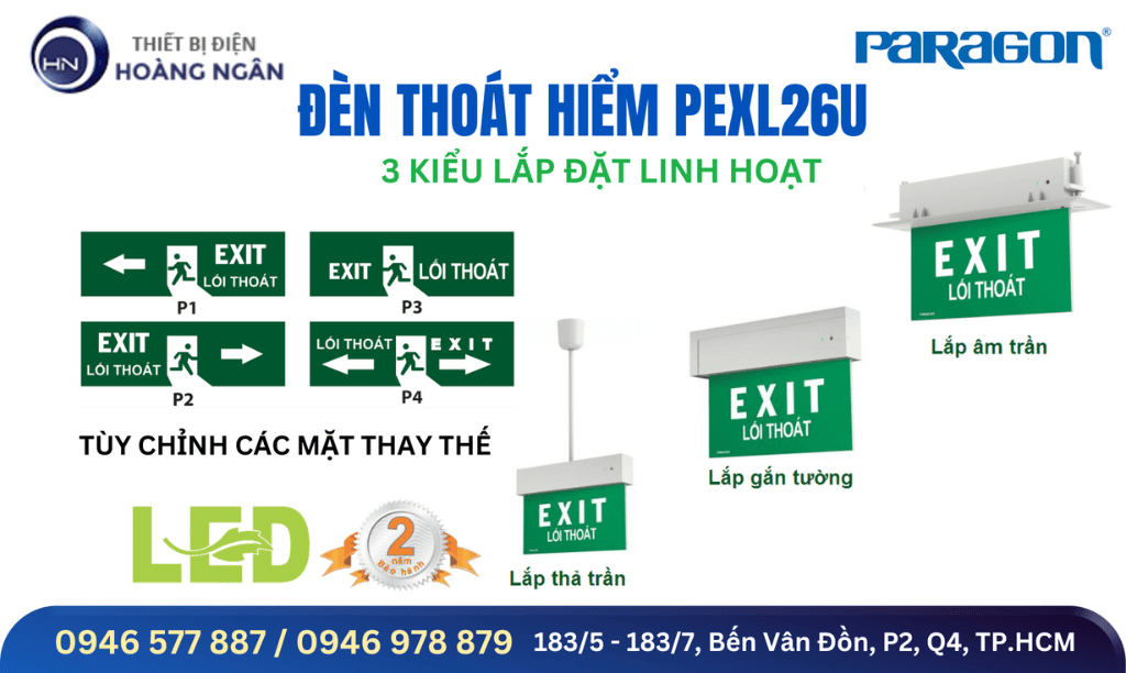 Đèn Exit Thoát Hiểm Paragon PEXM27U 