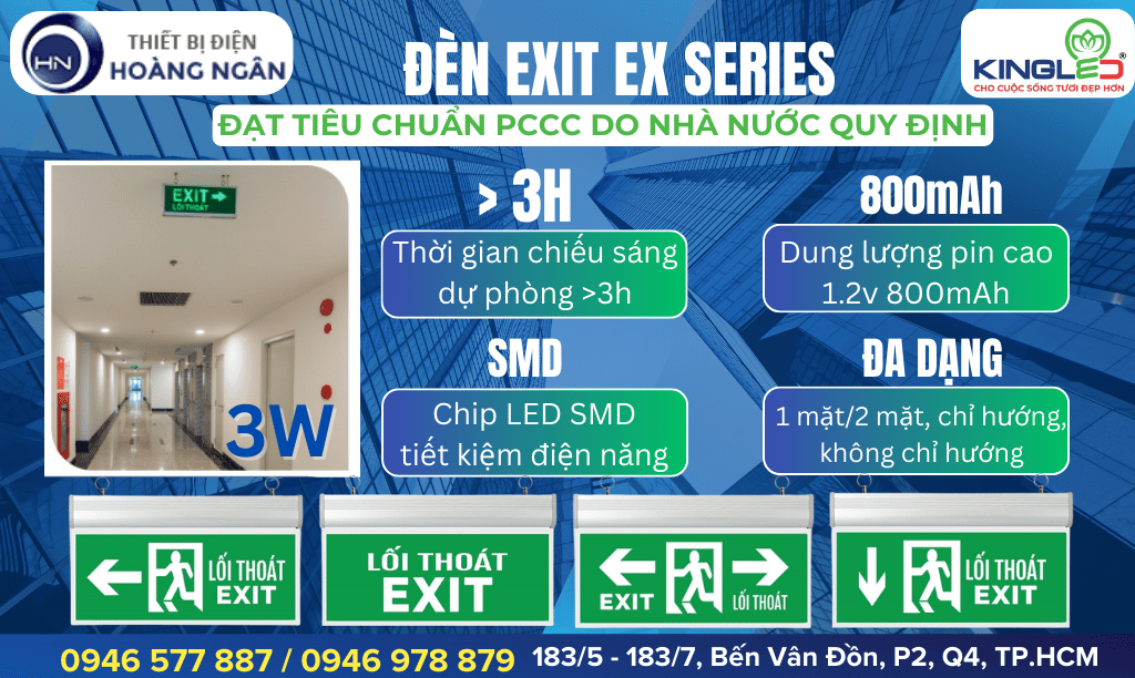 Đèn Exit Thoát Hiểm Mica EXM Series KingLED