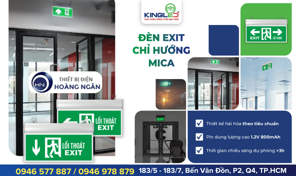 Đèn Exit Thoát Hiểm Mica EXM Series KingLED