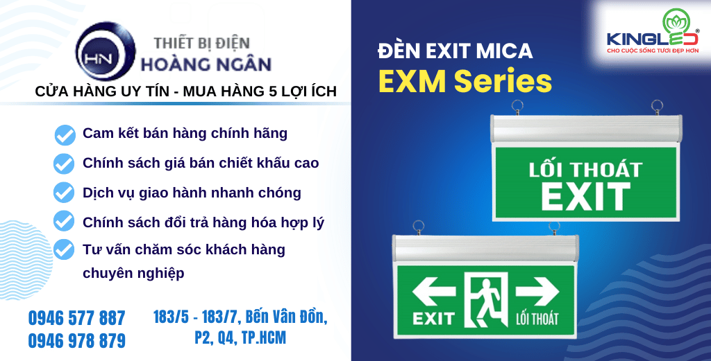 Đèn Exit Thoát Hiểm Mica EXM Series KingLED