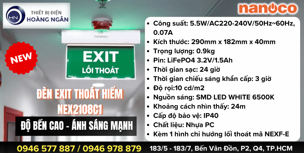 Đèn EXIT Thoát Hiểm Nanoco NEX2108C1