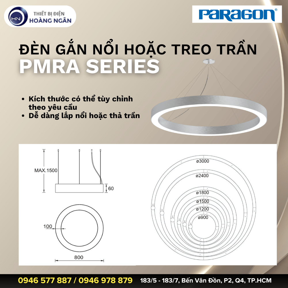Đèn gắn nổi hoặc treo trần PARAGON PMRA Series