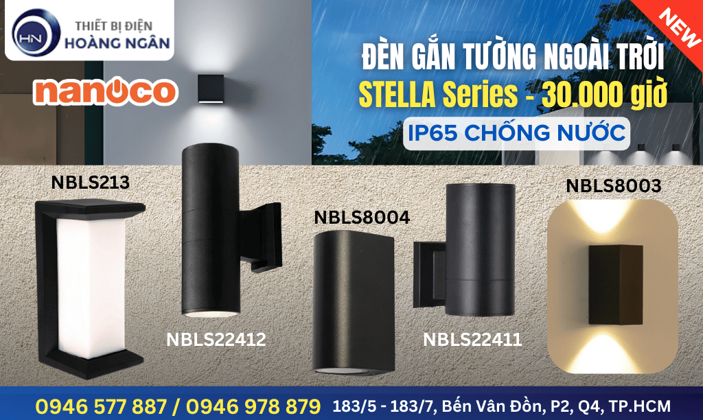 Đèn Gắn Tường Ngoài Trời Nanoco - Stella Series IP65 Chống Nước