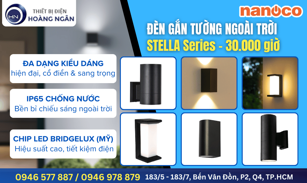 Đèn Gắn Tường Ngoài Trời Nanoco - Stella Series IP65 Chống Nước