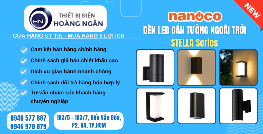 Đèn Gắn Tường Ngoài Trời Nanoco - Stella Series IP65 Chống Nước