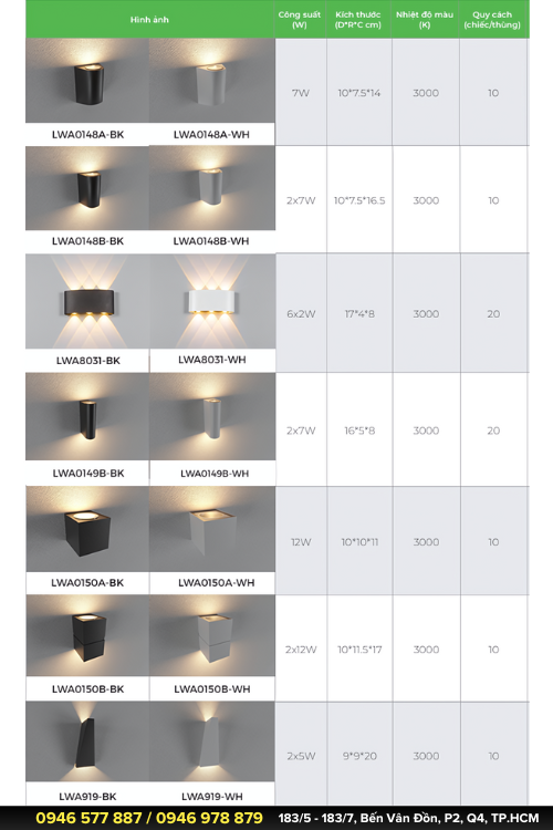 Đèn gắn tường ngoài trời Kingled LWA Series