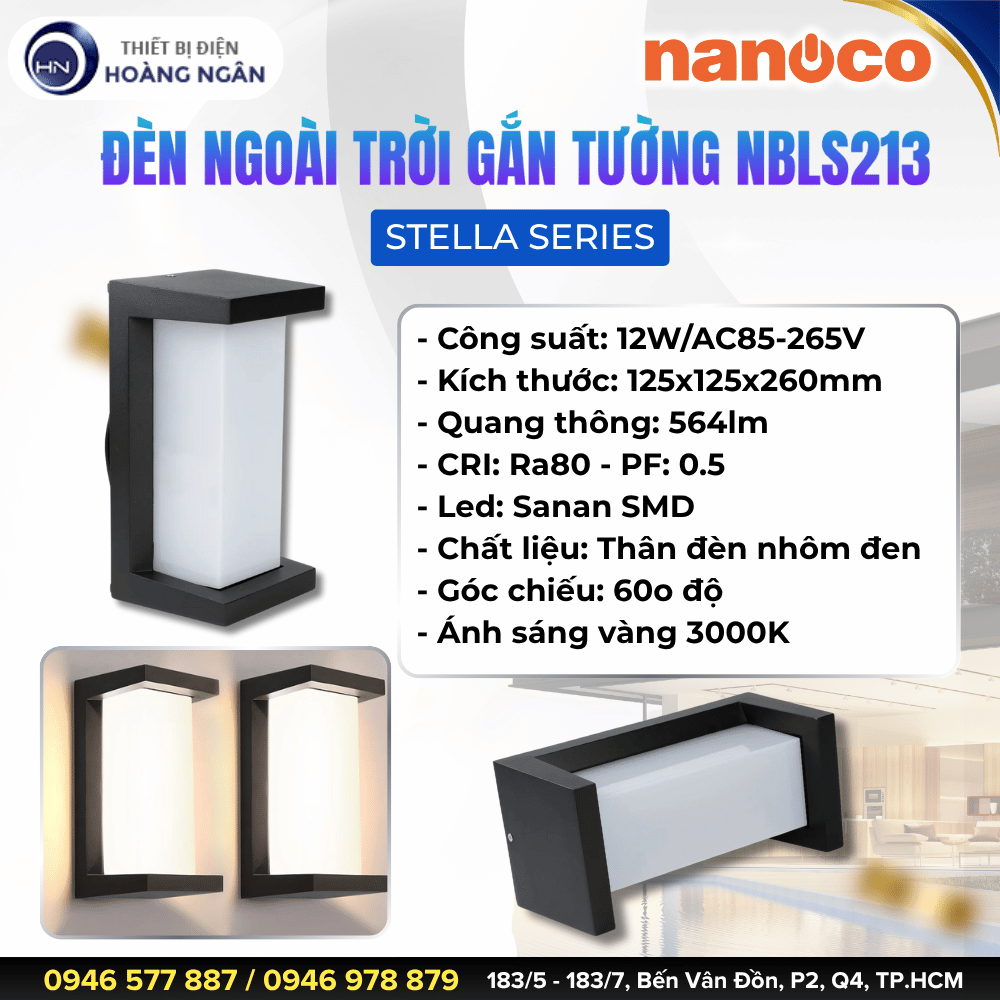 Đèn Gắn Tường Ngoài Trời Nanoco NBLS213
