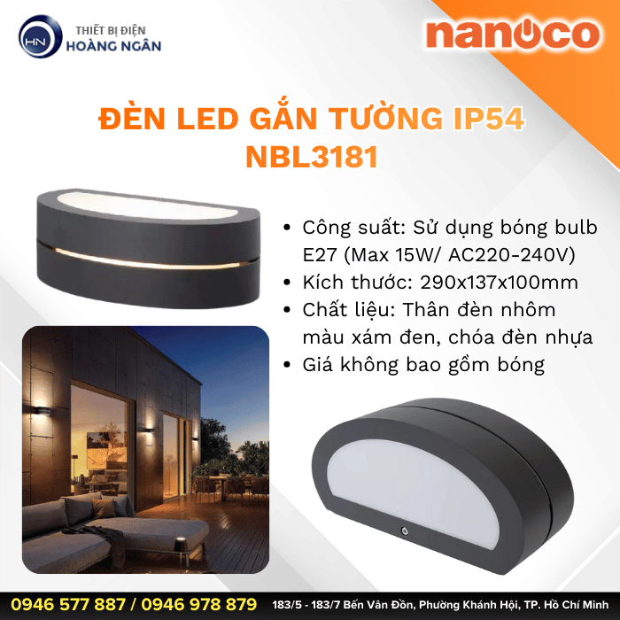 Đèn Gắn Tường Ngoài Trời NANOCO