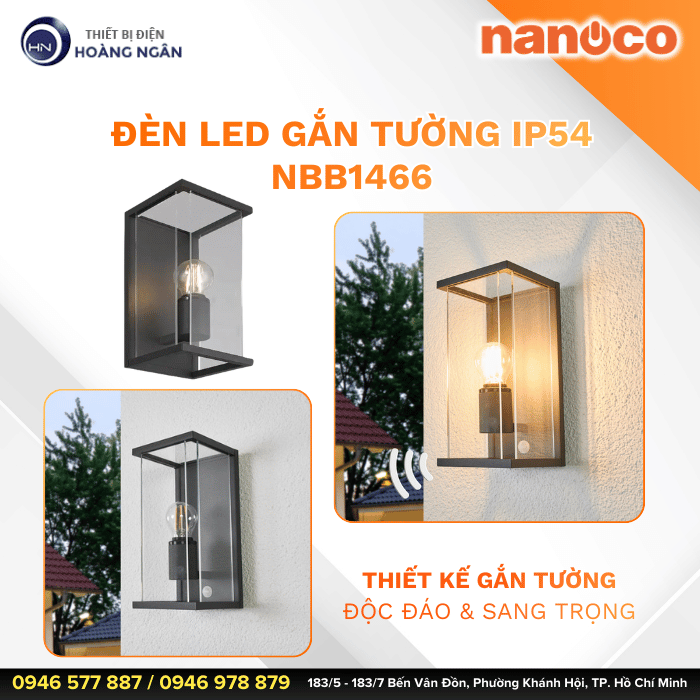 Đèn Gắn Tường Ngoài Trời Dùng Bóng E27 NBB1466 Nanoco