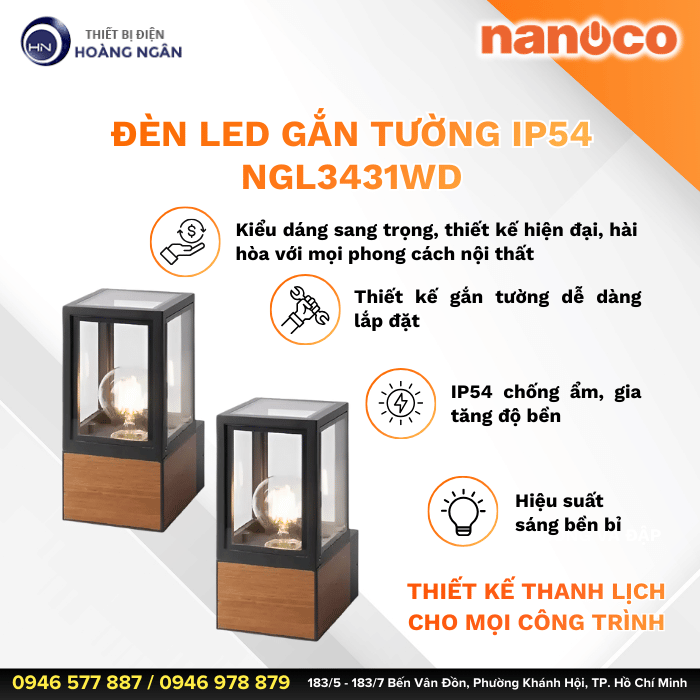 Đèn Gắn Tường Ngoài Trời NANOCO