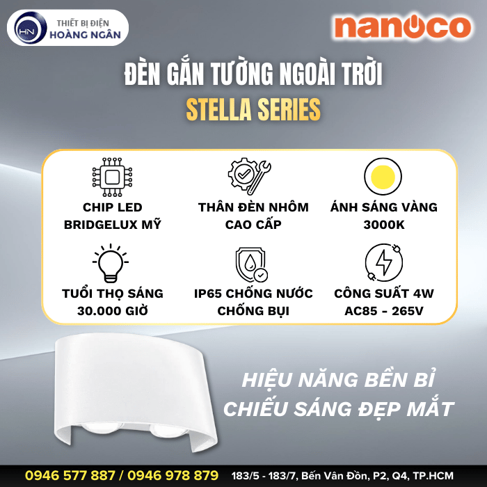 Đèn Gắn Tường Ngoài Trời Nanoco - Stella Series NBLS015W