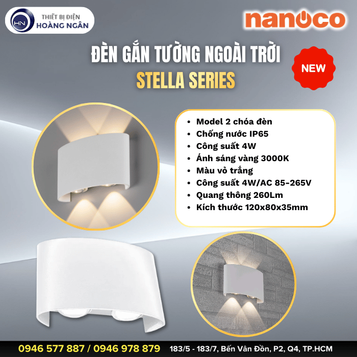 Đèn Gắn Tường Ngoài Trời Nanoco - Stella Series NBLS015W