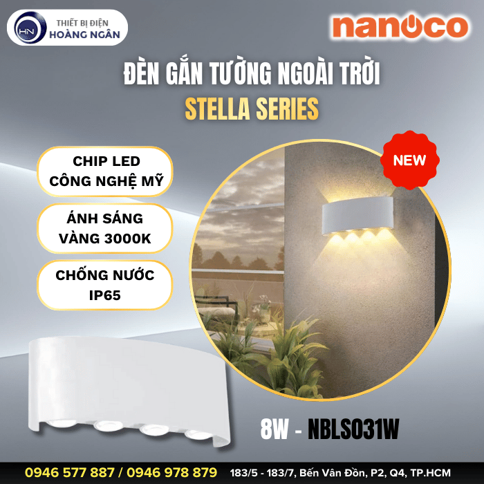 Đèn Gắn Tường Ngoài Trời Nanoco NBLS031W - Stella Series