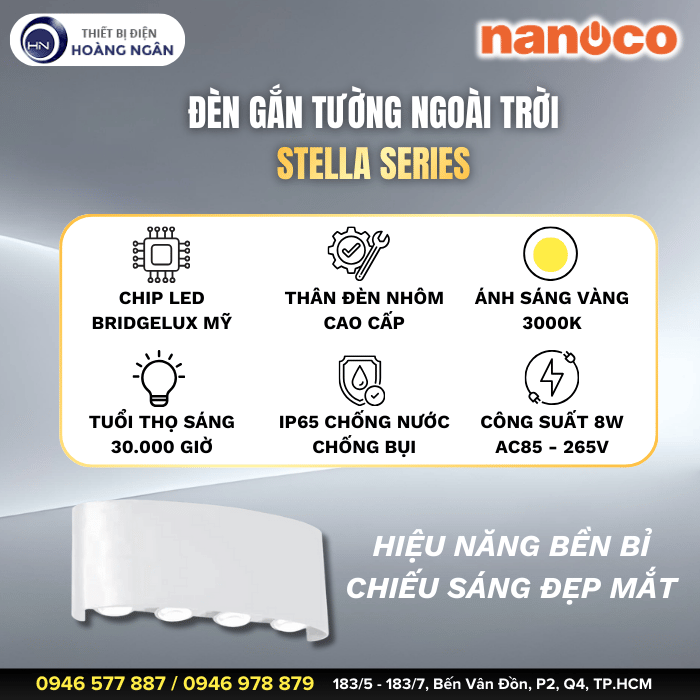 Đèn Gắn Tường Ngoài Trời Nanoco NBLS031W - Stella Series