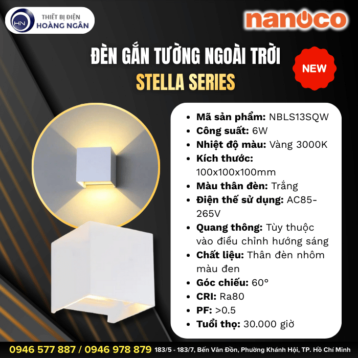 Đèn Gắn Tường Ngoài Trời NBLS13SQW Nanoco