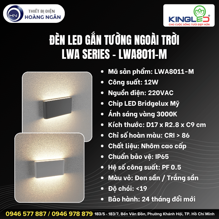 Đèn Gắn Tường Ngoài Trời LWA8011-M KINGLED