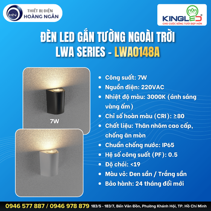 Đèn Gắn Tường Ngoài Trời LWA0148A KingLED