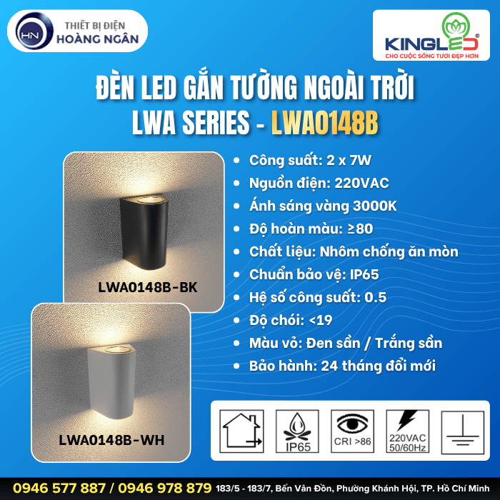 Đèn Gắn Tường Ngoài Trời LWA0148B KINGLED