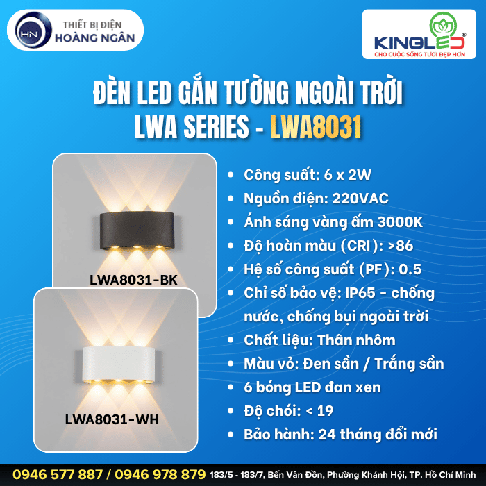 Đèn Gắn Tường Ngoài Trời LWA8031 KingLED