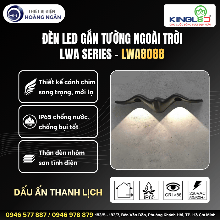 Đèn Gắn Tường Ngoài Trời LWA8088 KingLED