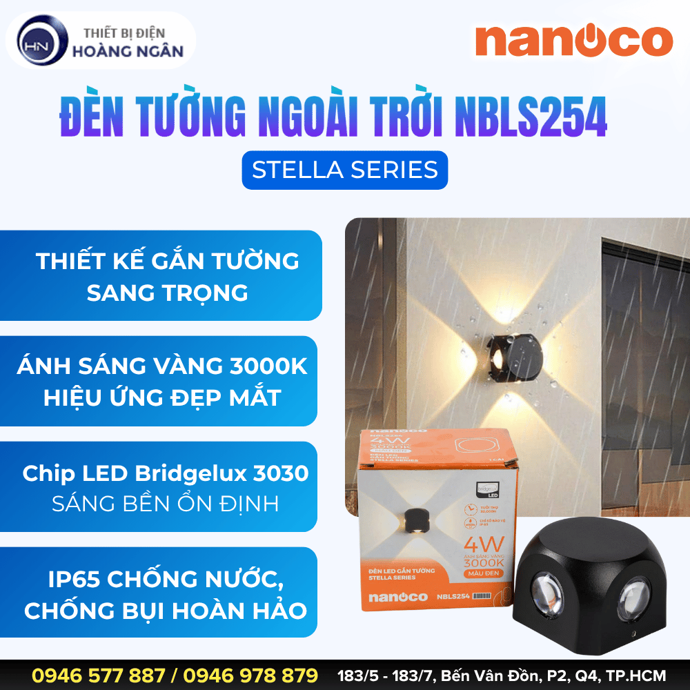 Đèn Hắt Tường Ngoài Trời NBLS254 - Nanoco Stella Series